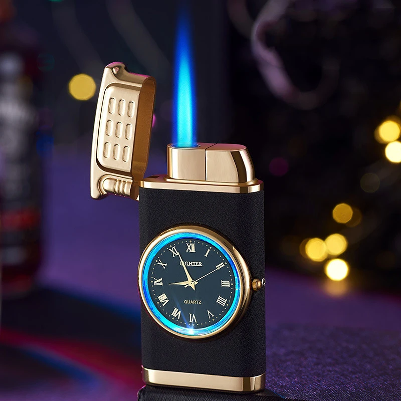 Watch Lighter Real Dial Inflatable Metal Straight Punch