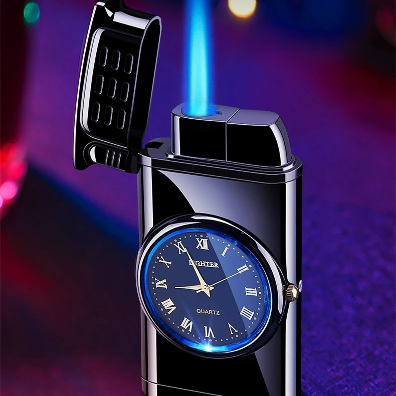 Watch Lighter Real Dial Inflatable Metal Straight Punch