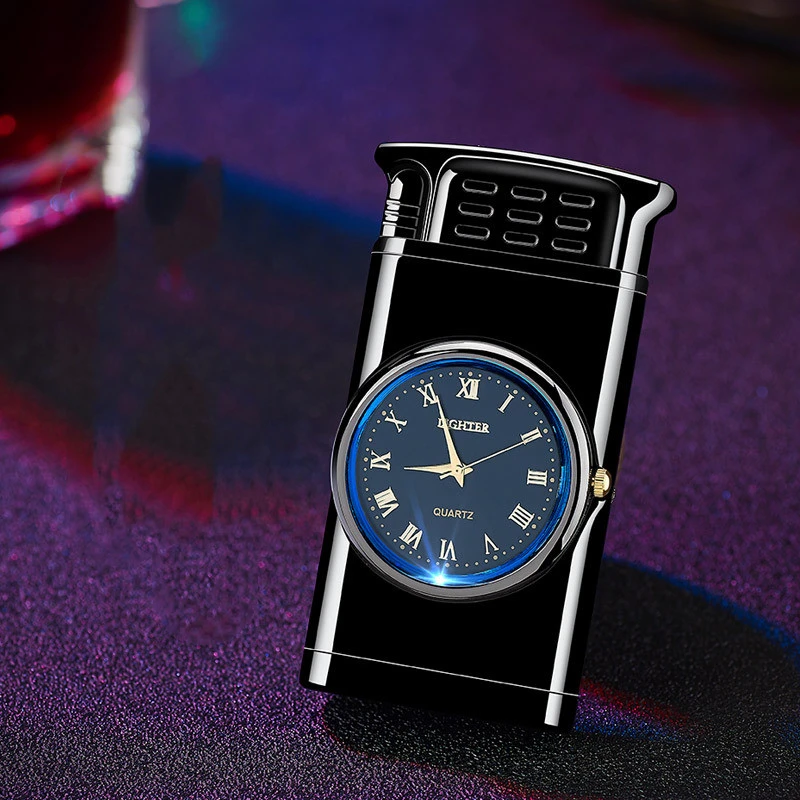 Watch Lighter Real Dial Inflatable Metal Straight Punch