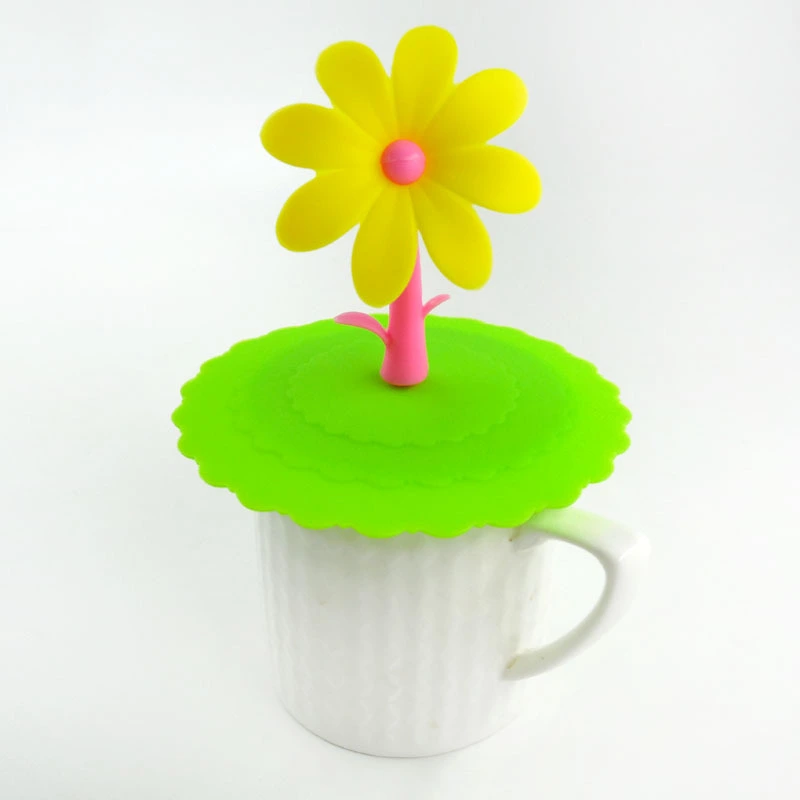 Creative Cartoon Sunflower Food Grade Silicone Cup Lid