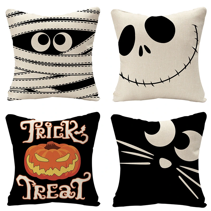 Home Fashion Halloween Linen Print Pillowcase