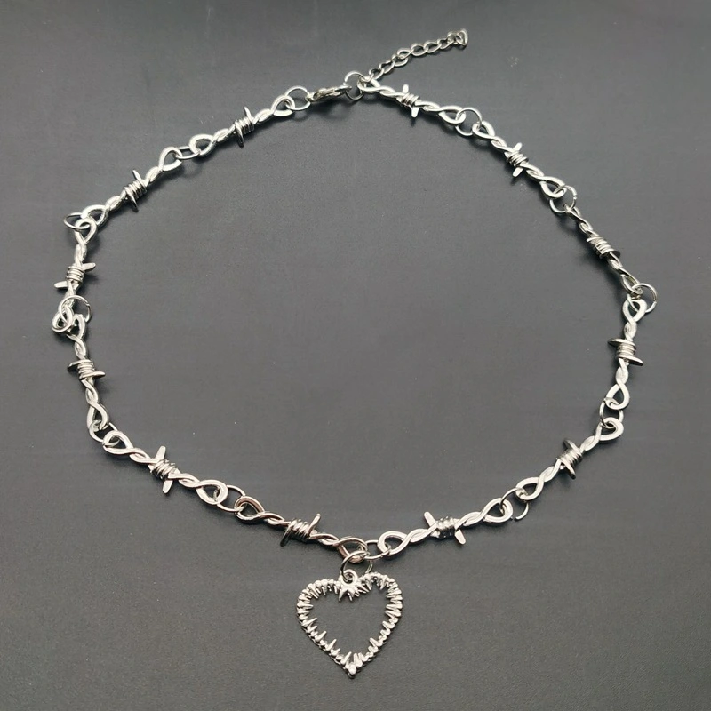 Wire Thorn Thorn Necklace Gothic Heart