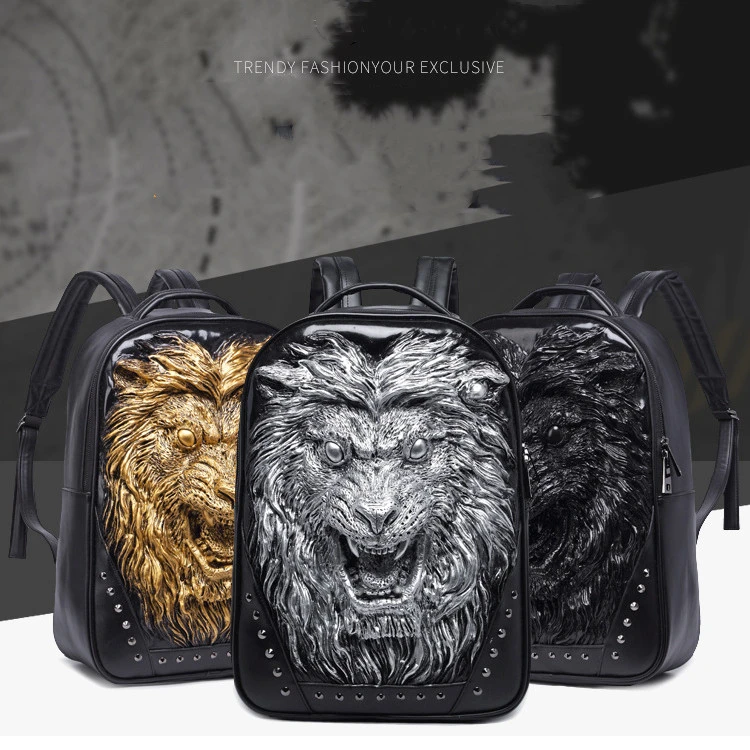 3D Angry Lion Face Unisex Backpack