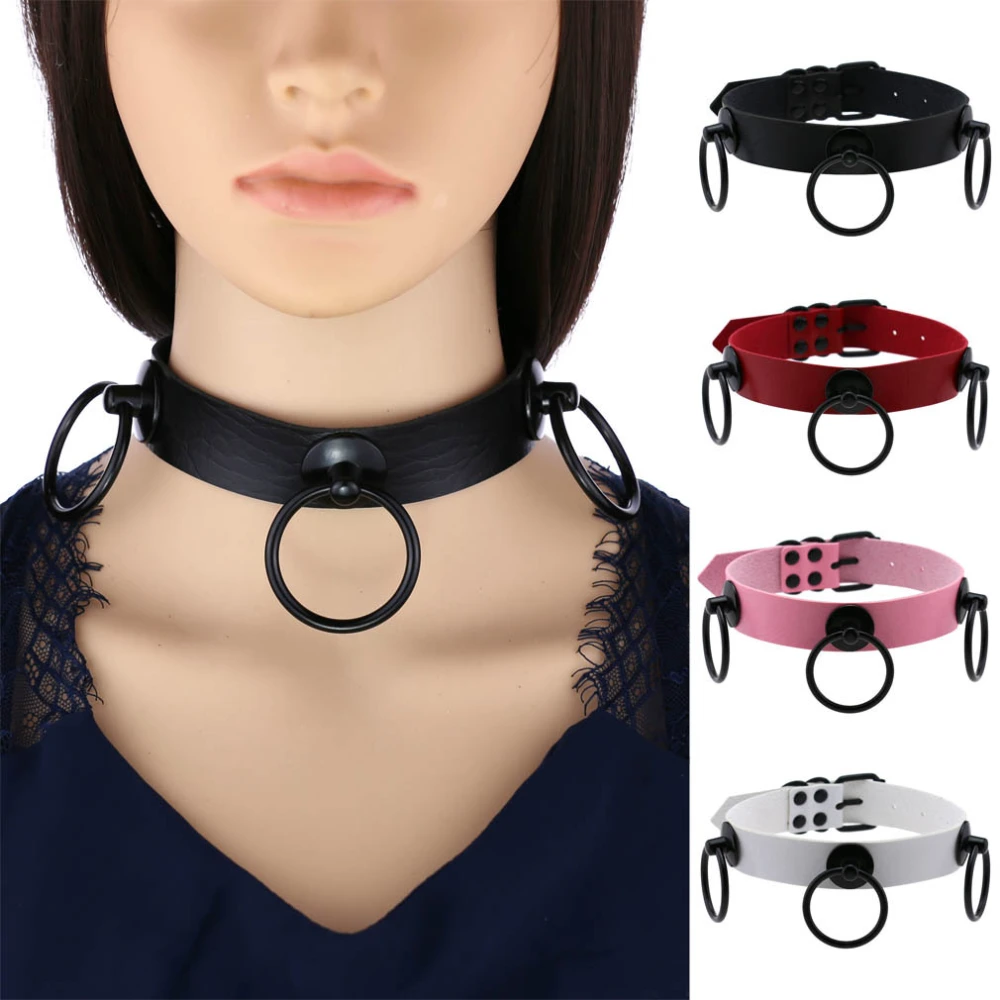 Personalized Simple PU Leather Collar Ring Necklace