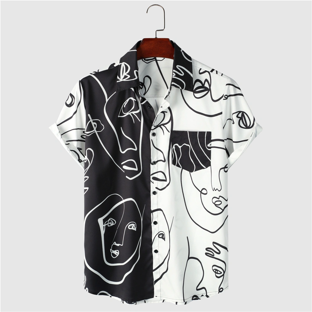 3D Digital Printing Abstract Elements Black And White Shirt