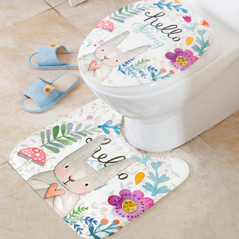 Cartoon Thickened Toilet Seat Ferrule U-shaped Floor Mat Anti-slip