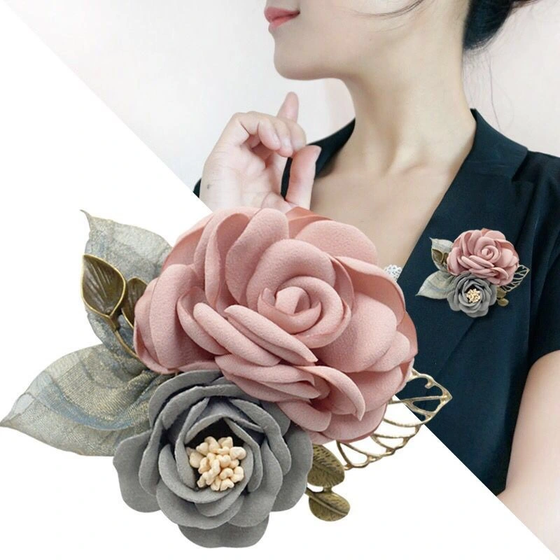 Fabric Flower Brooch Corsage Career Shawl Pin Ornament