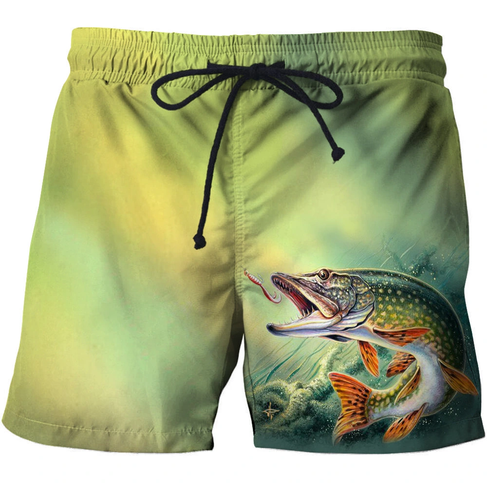 Fishing Rod Printed 3D Beach Pants Men's Surfing Sports Pants