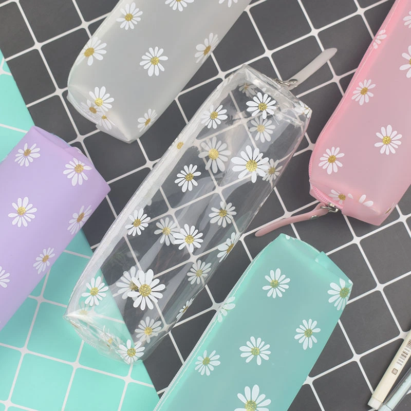 Transparent Pencil Case Simple Little Daisy Stationery