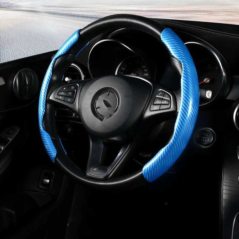 Car Universal Steering Wheel Cover Two-section Buckle Handle Cover Carbon Fiber Sports Sets