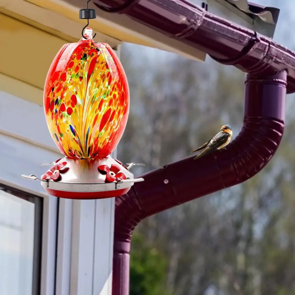 Home Fashion Stained Glass Hummingbird Bird Feeder