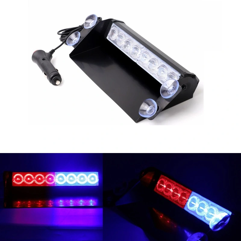 Front Windshield Shovel Light 8LED Red And Blue Flashing Light
