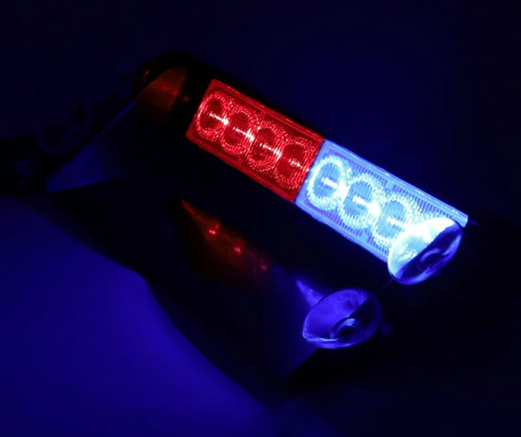 Front Windshield Shovel Light 8LED Red And Blue Flashing Light