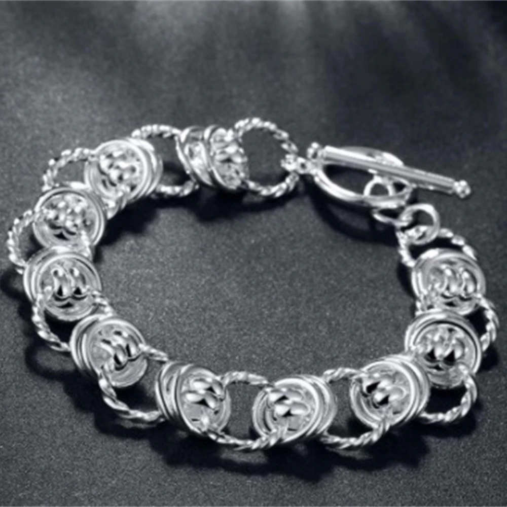 Big O Ring Ripple Men's Silver Bracelet