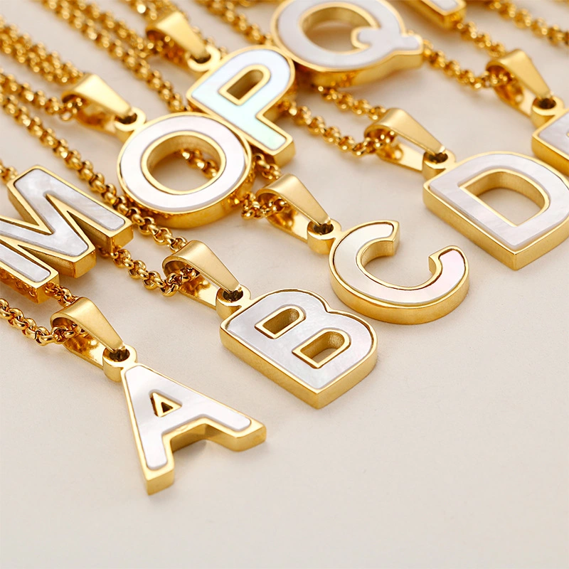 Temperament Shell English Alphabet Necklace