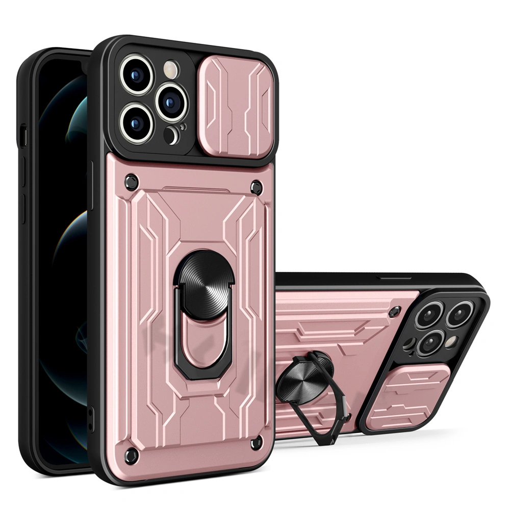 Back Cover With Card Holder Non-slip Finger Buckle Phone Case