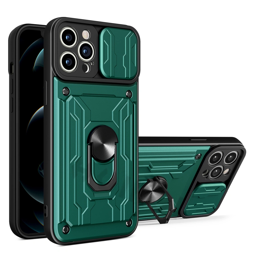 Back Cover With Card Holder Non-slip Finger Buckle Phone Case