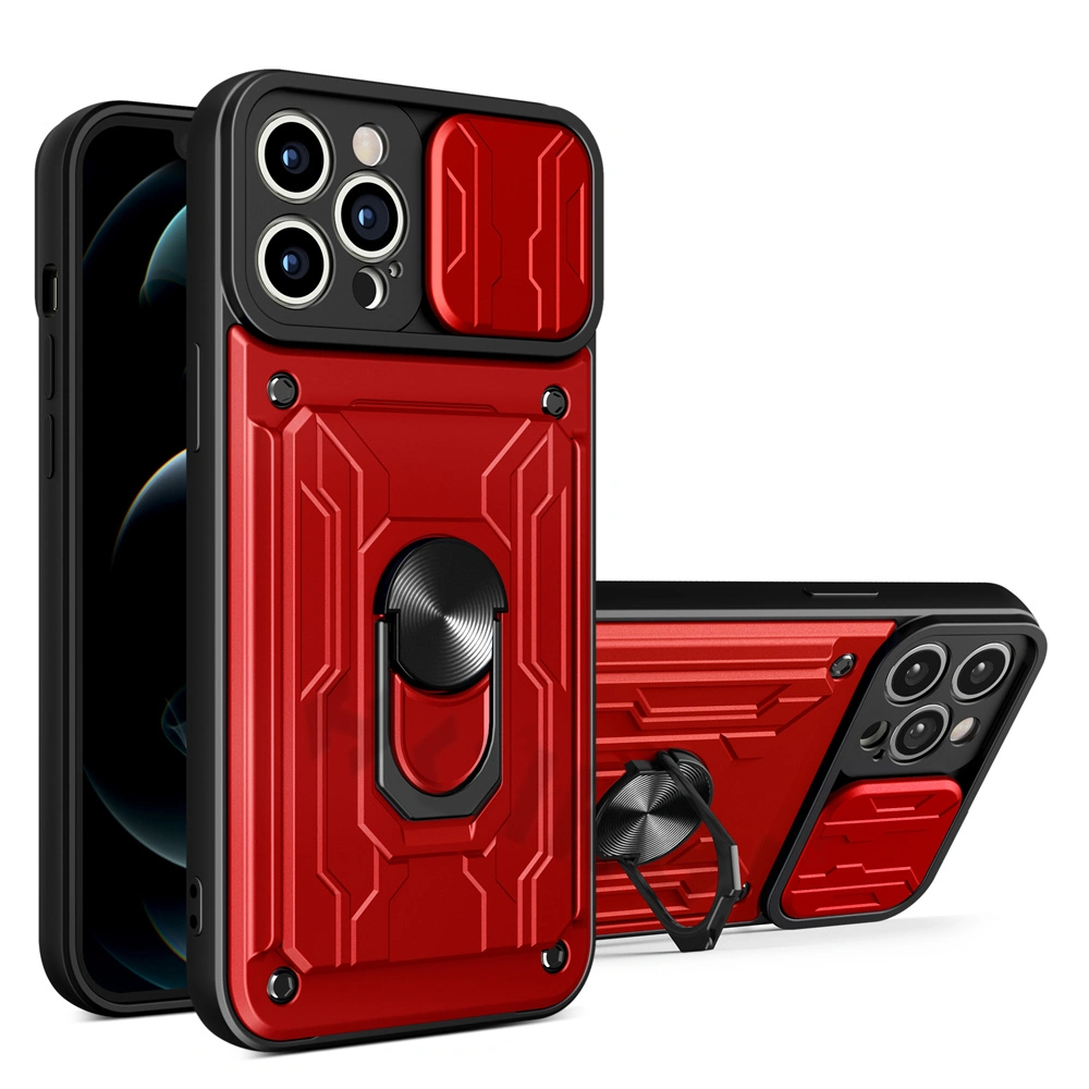 Back Cover With Card Holder Non-slip Finger Buckle Phone Case