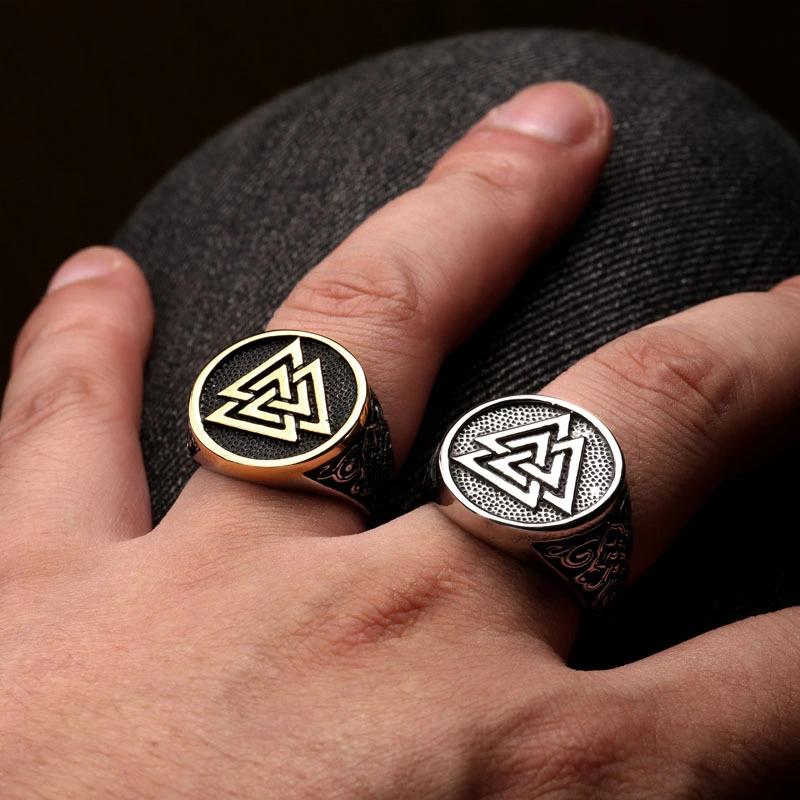 New Viking Odin Triangle Titanium Ring