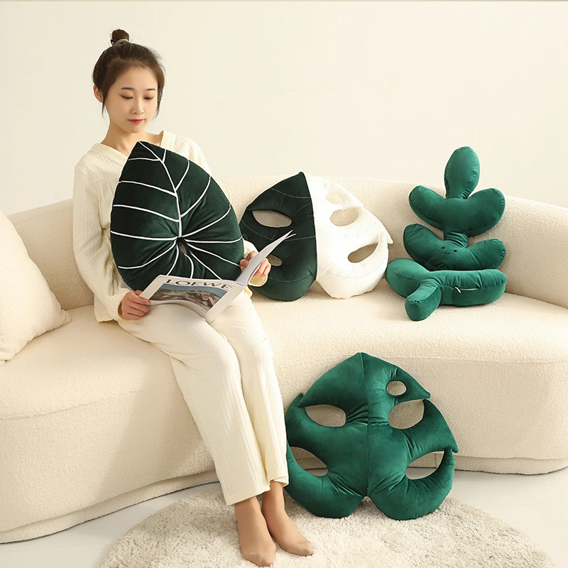 Green Plant Pillow Home Philodendron