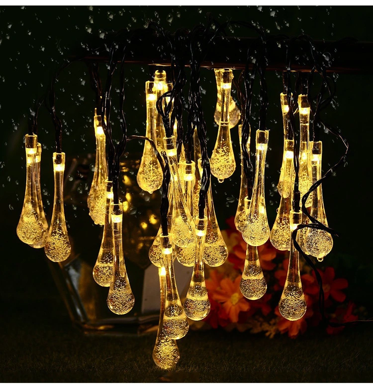 Water Drop Bubble Ball Lighting Chain Holiday Lights Decoration Christmas LED Solar Outdoor