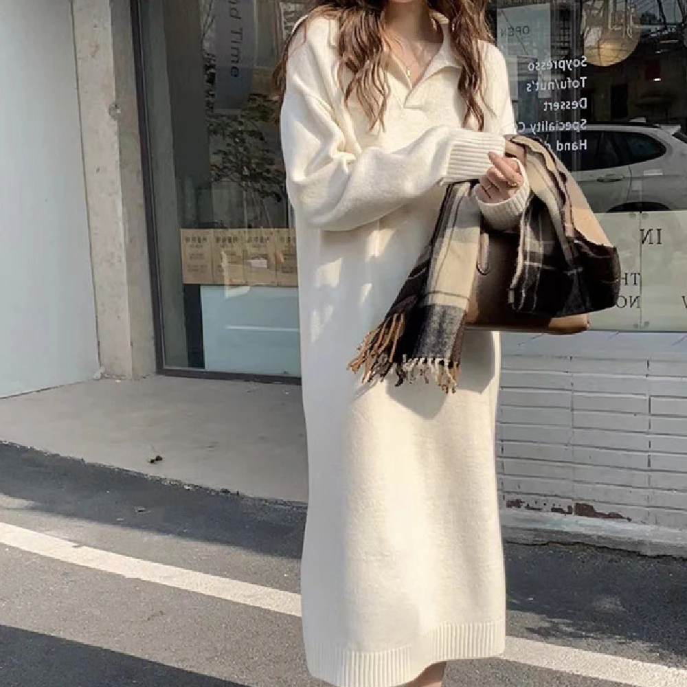 Women's Over Knee Lazy Thick Sweater Dress