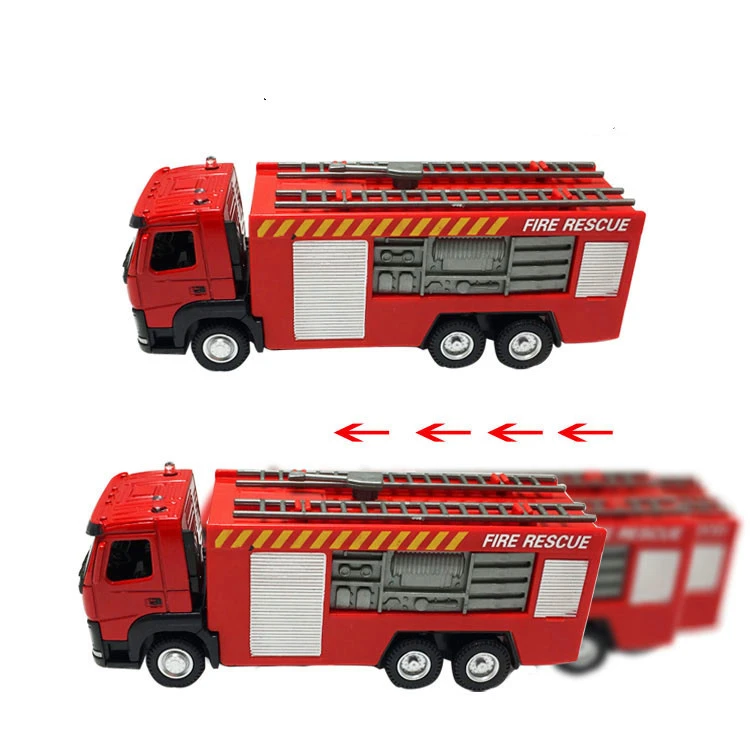 Large Children's Alloy Toy Car Metal Sliding Aerial Ladder Fire Truck