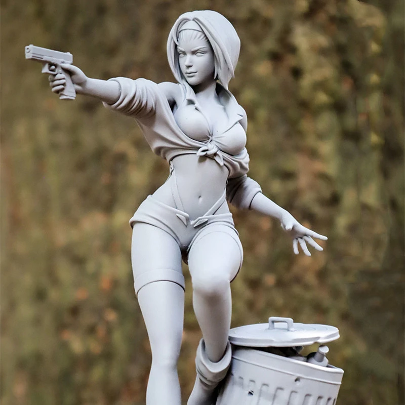 Cowboy Girl Solid Color Resin Model Soldier