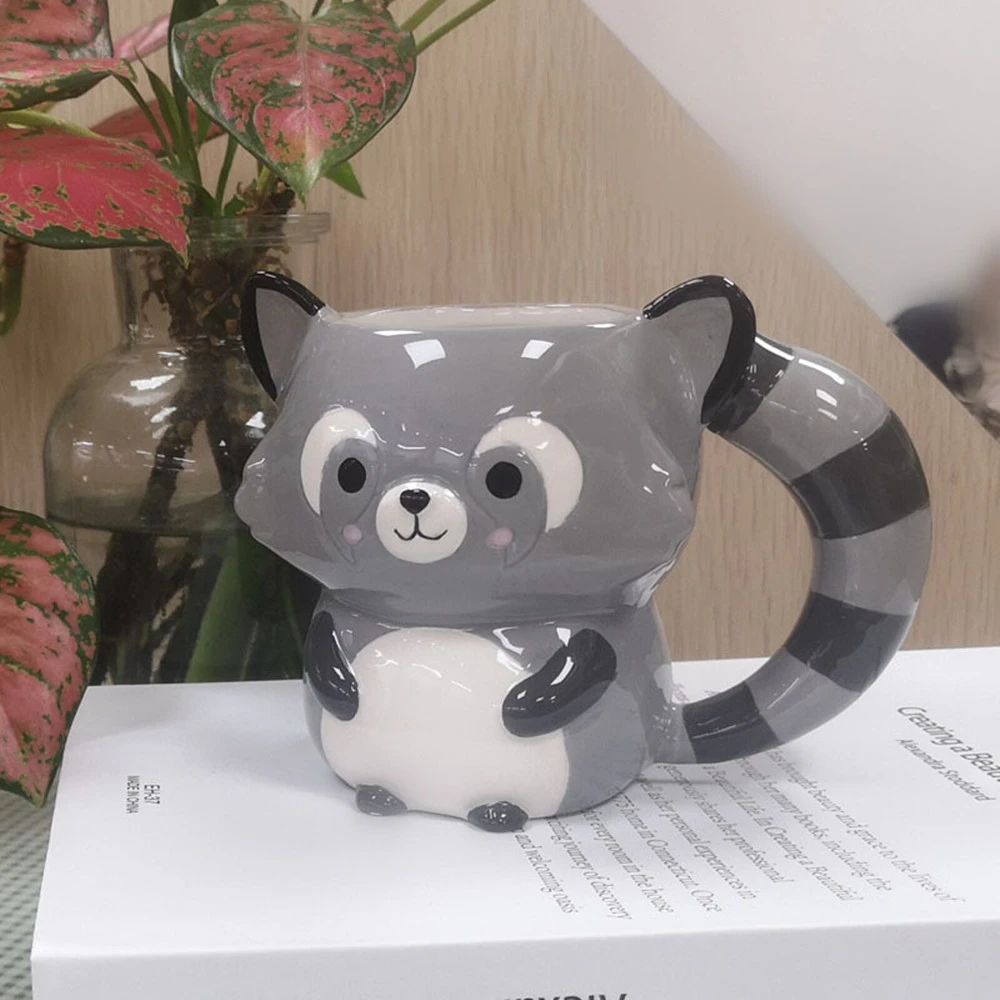 Painted Three-dimensional Little Raccoon Ceramic Water Cup Cute