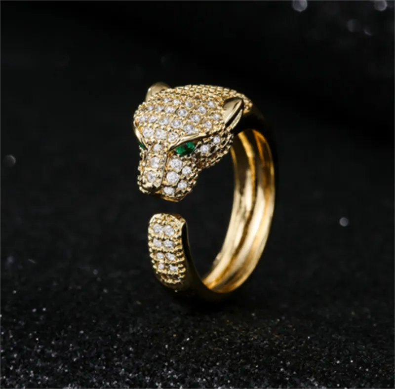 Brass Microset Zircon Atmospheric Leopard Ring