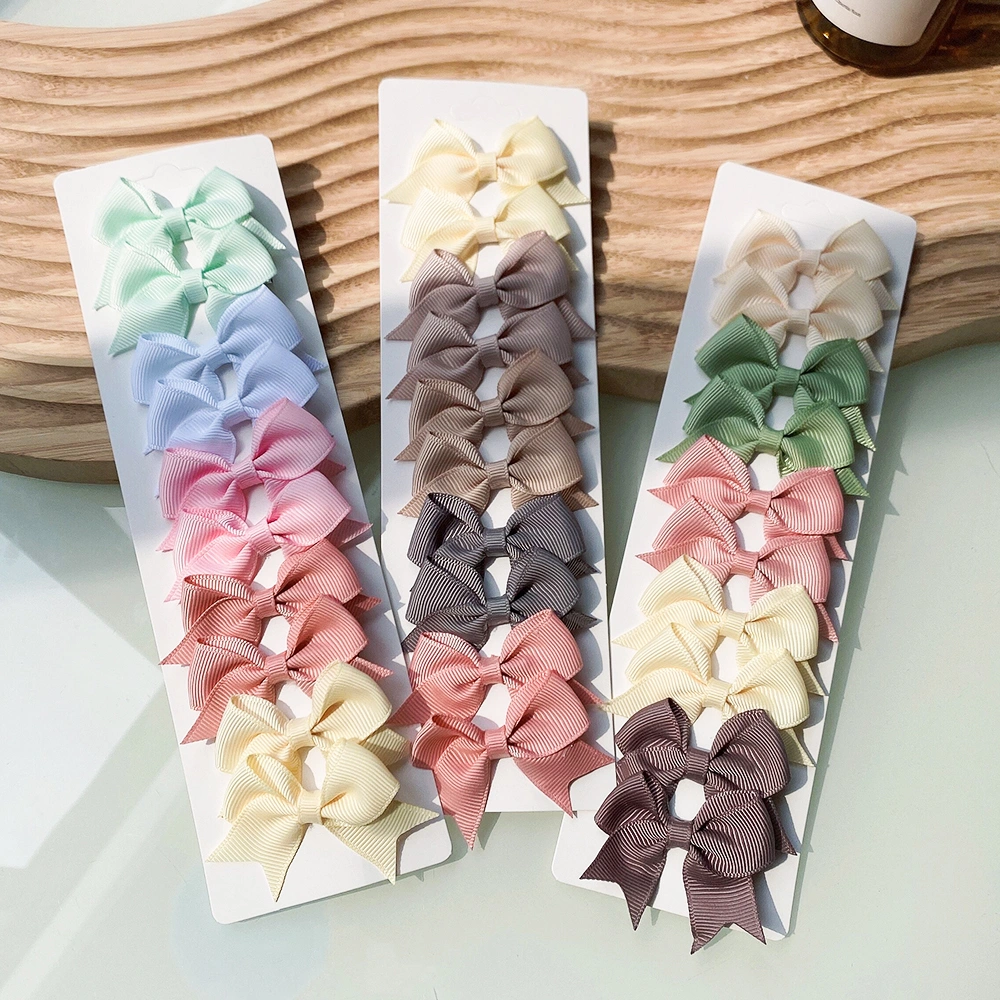 Solid Color Ribbon Bow Hair Clip Set