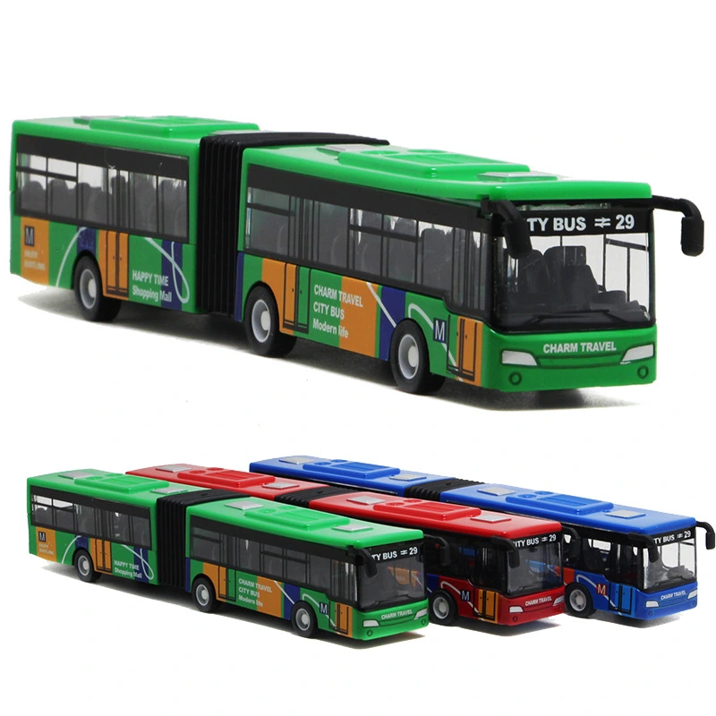 Alloy Double-section Lengthened Minibus Small Pull Back Children's Toy Bus