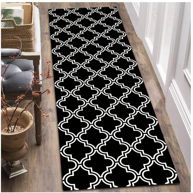 Simple Kitchen Printing Waterproof And Stain Resistant Grid Mat