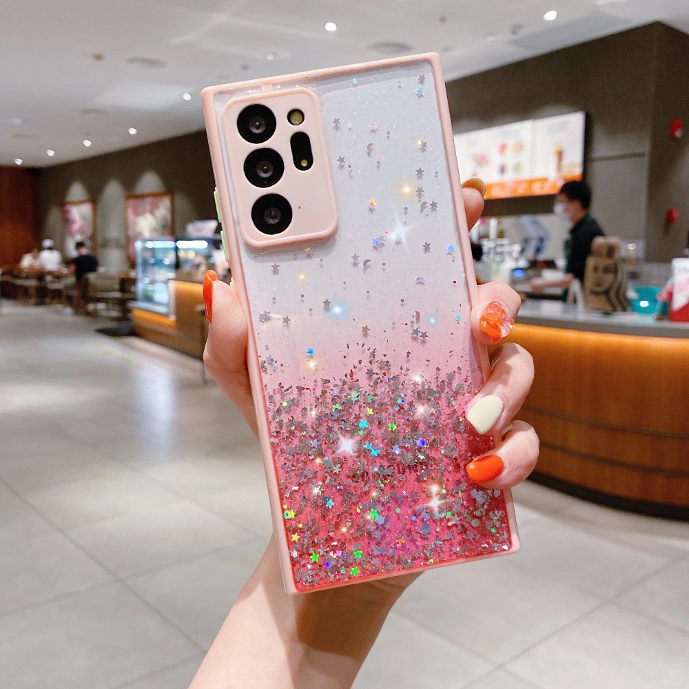 Epoxy Glitter Starry Phone Case  Gradient Soft Edge Protective Cover