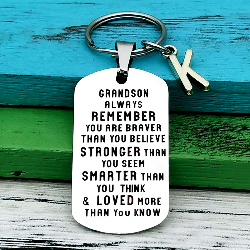 New Stainless Steel Tag Grandchild Keychain