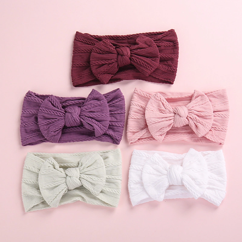 Solid Jacquard Nylon Children's Bow Headband