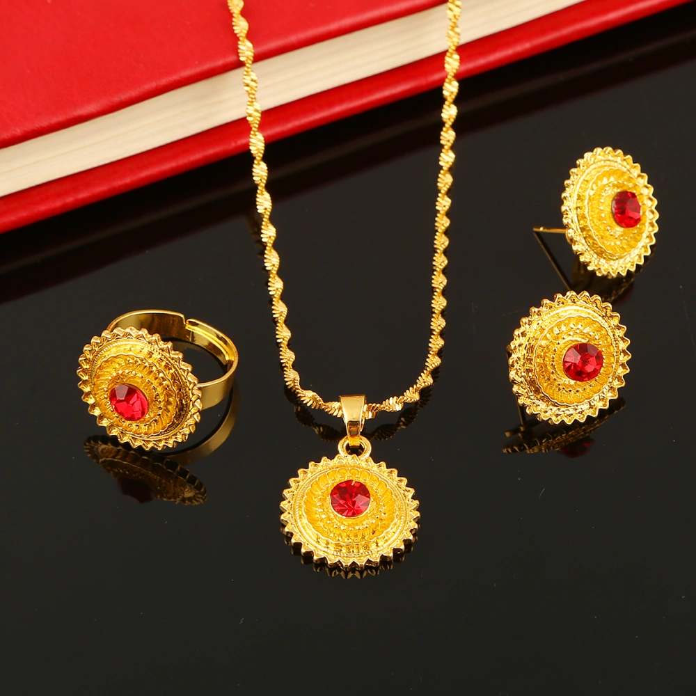 Luxury Necklace Earrings Ring Three Piece Set