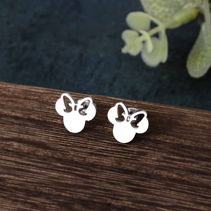 Cute Mini Bow Mouse Stainless Steel Stud Earrings