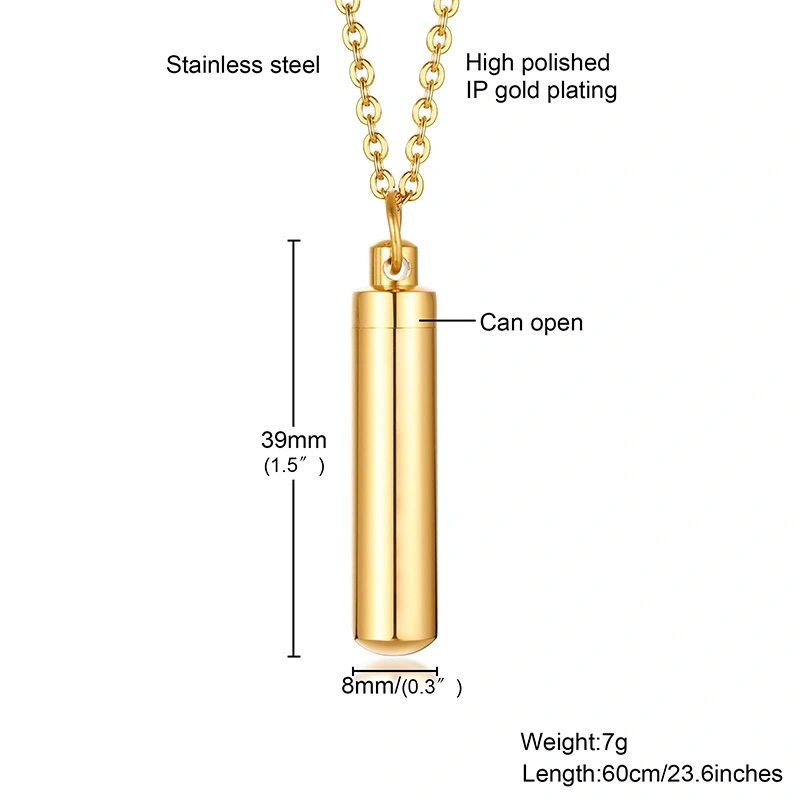 Stainless Steel Cylindrical Perfume Bottle Pendant