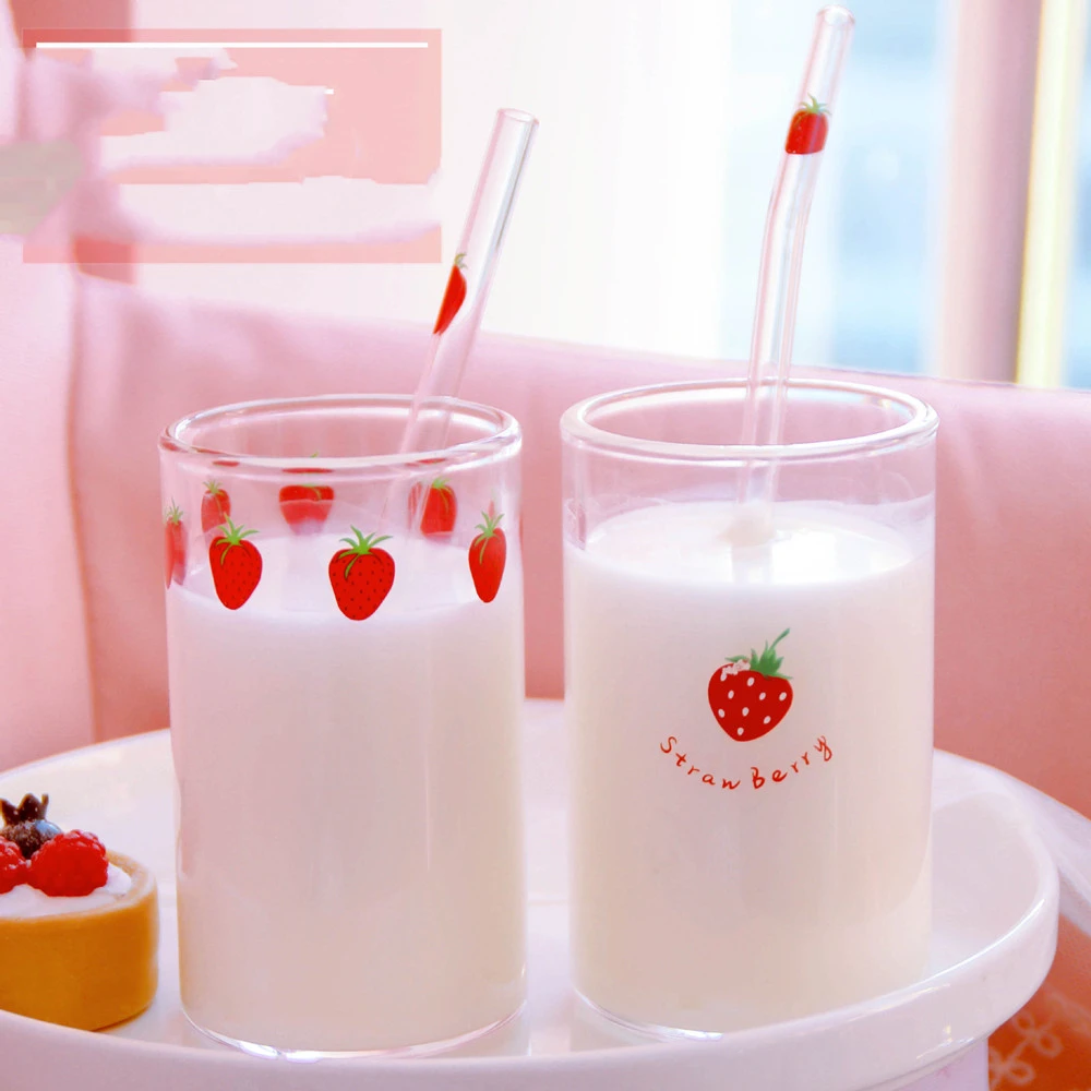 Ins Creative Strawberry Simple Straw Glass