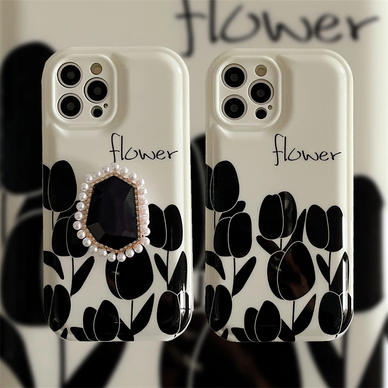 Premium Black And White Flower Pearl Holder