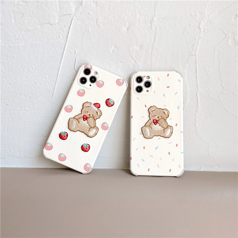 Silicone Cute Bear Strawberry Phone Case