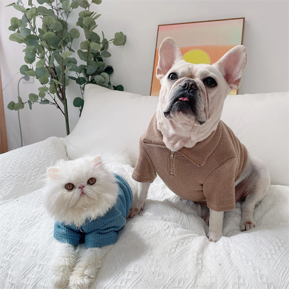 Pet Clothes Dog Stand-up Collar Zipper Bottoming Shirt