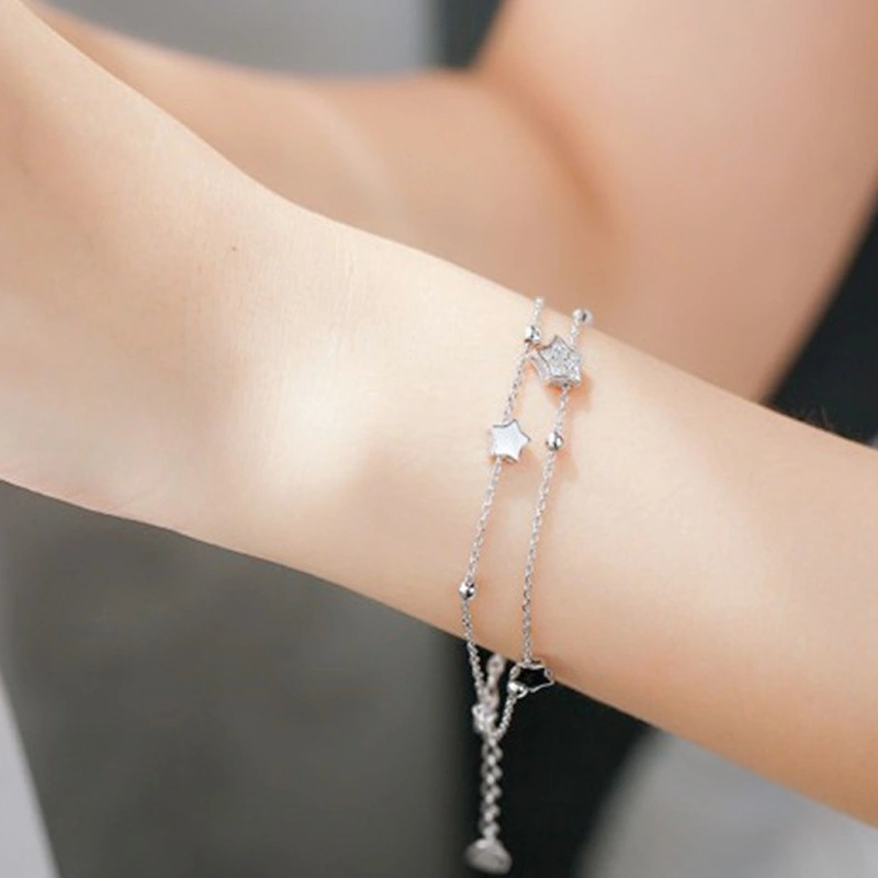 Silver-plated Bracelet Double-layer Five-pointed Star Bracelet