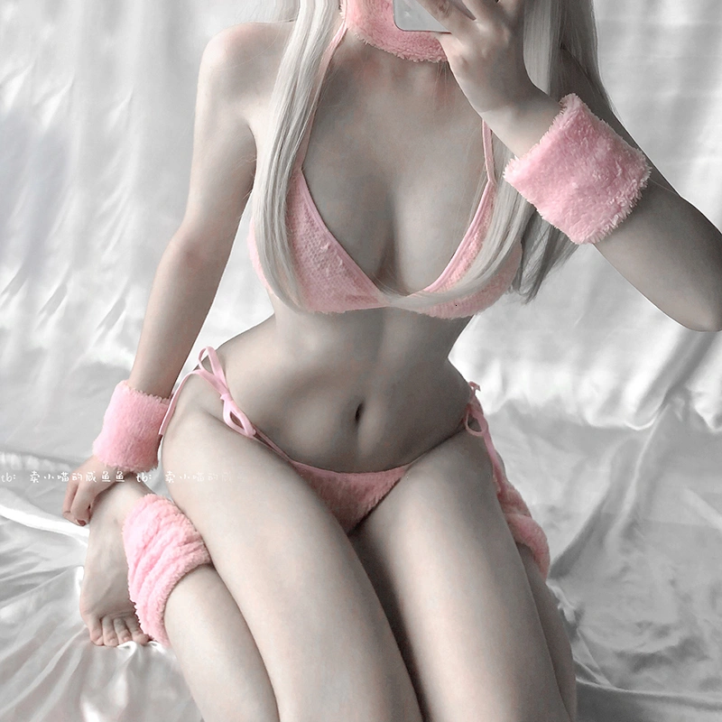 Coral Fleece FluffyRabbit Girl Suit