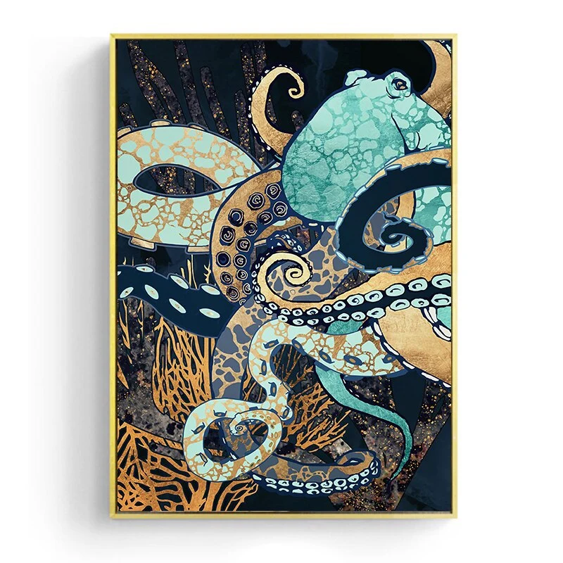 American Abstract Marine Life Octopus Jellyfish Decorative Painting