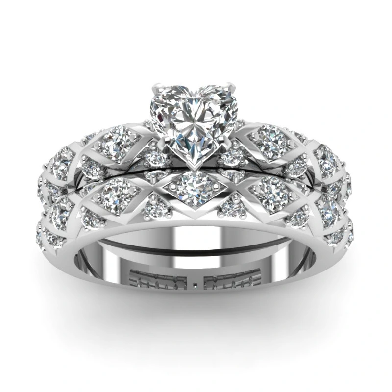 Ornament Inlaid Love European And American Fashion Women Ring Set