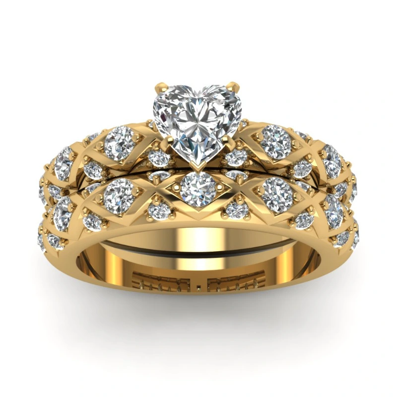 Ornament Inlaid Love European And American Fashion Women Ring Set