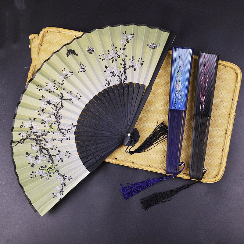 Archaic Folding Fan Summer Portable Chinese Style Dance Female Fan Bamboo Raw Silk Fan Japanese Style Fan