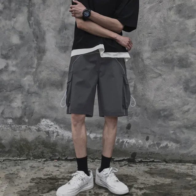 Hong Kong Style Loose Straight Five Points Cargo Shorts